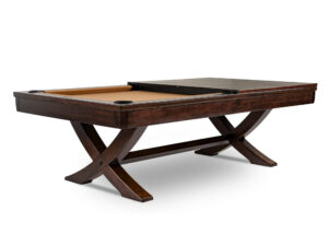 Pool table half covered with conversion top