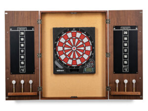 Opened Pierce Dartboard Cabinet