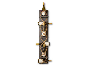 rope detail wine rack with wine bottles